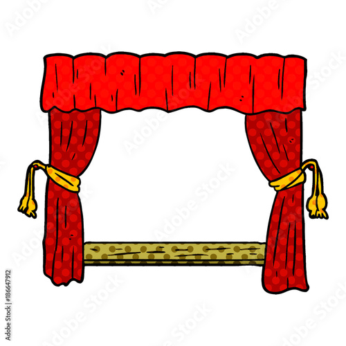 cartoon curtains opening onto stage