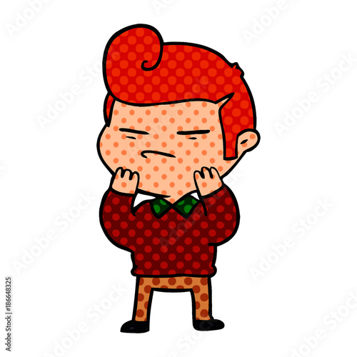 cartoon cool guy with fashion hair cut