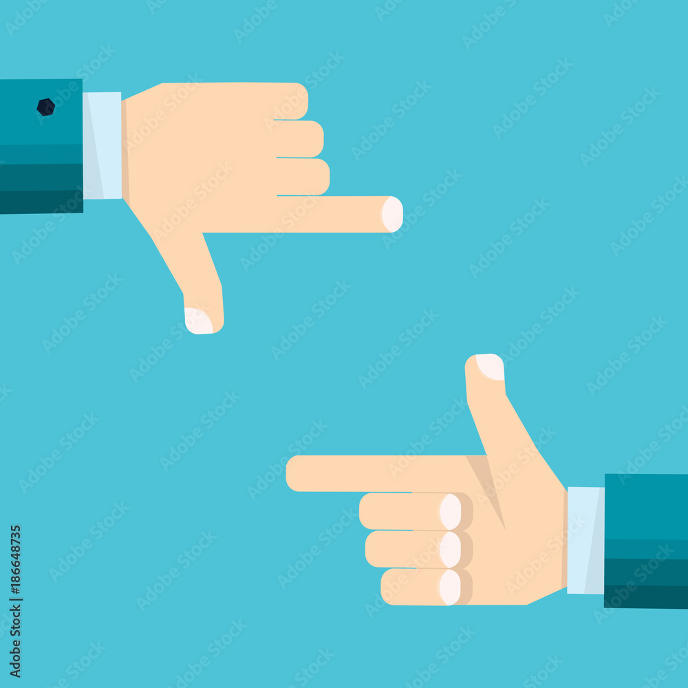 Hands of businessman focusing doing finger frame Hands of businessman focusing doing finger frame