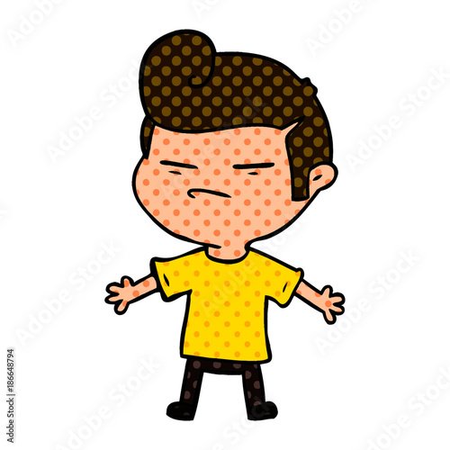 cartoon cool guy with fashion hair cut