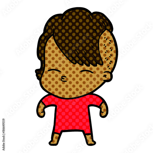 cartoon squinting girl