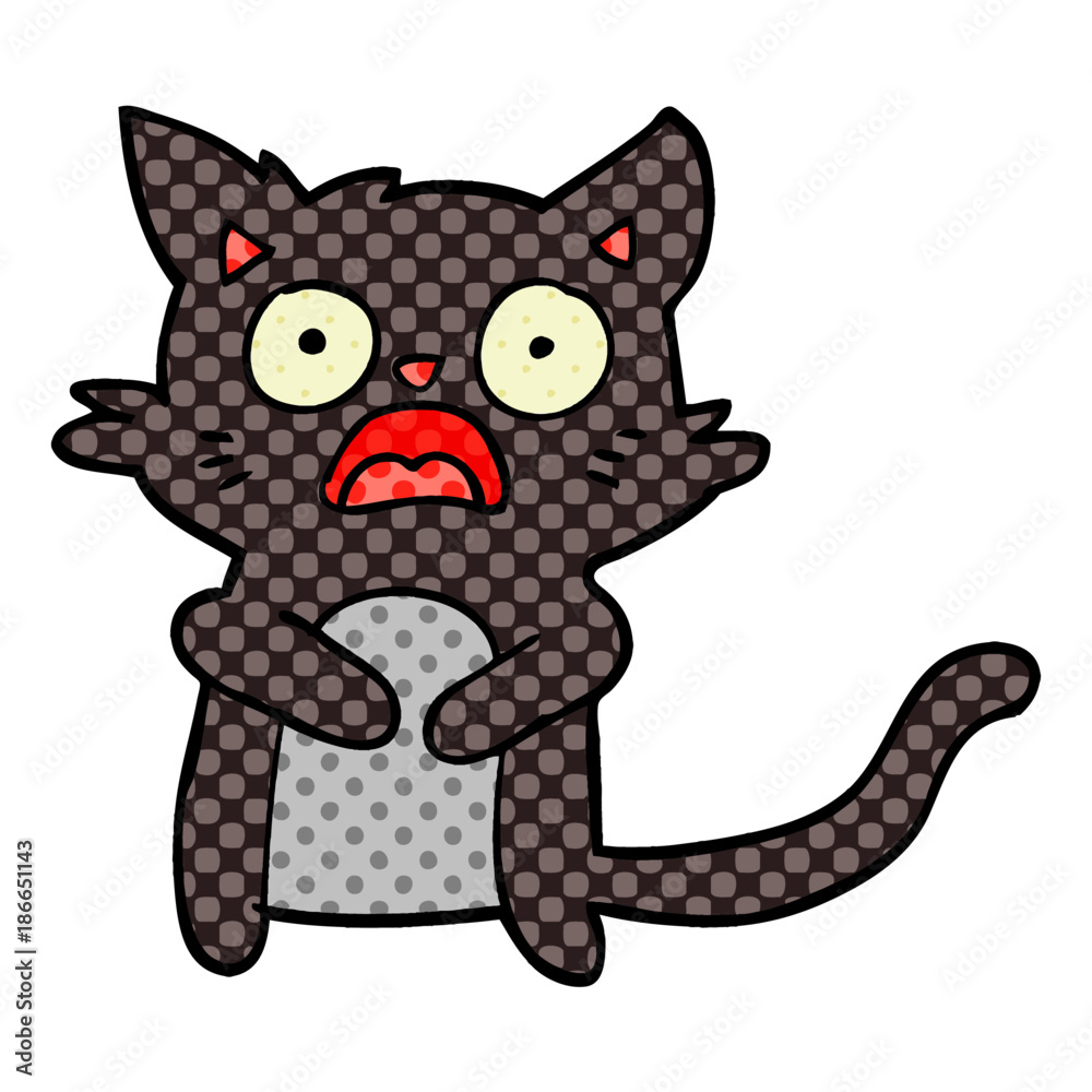 cartoon horrified cat