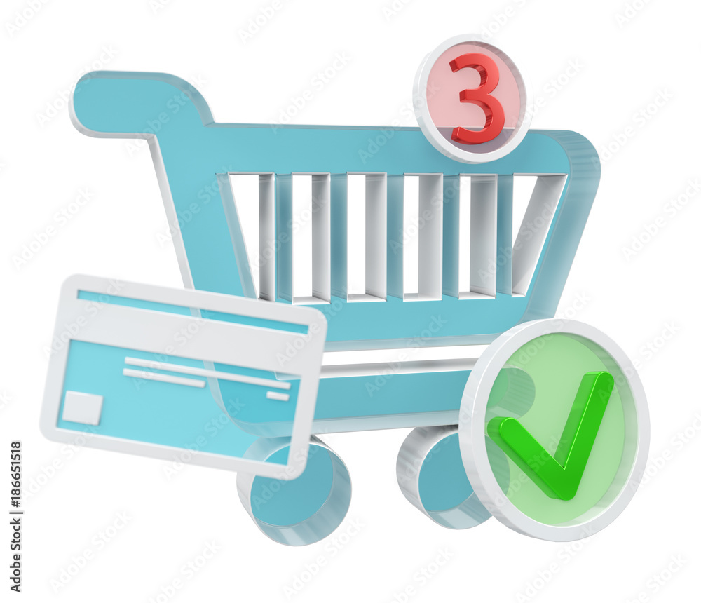 Digital shopping icons isolated 3D rendering Digital shopping icons isolated 3D rendering