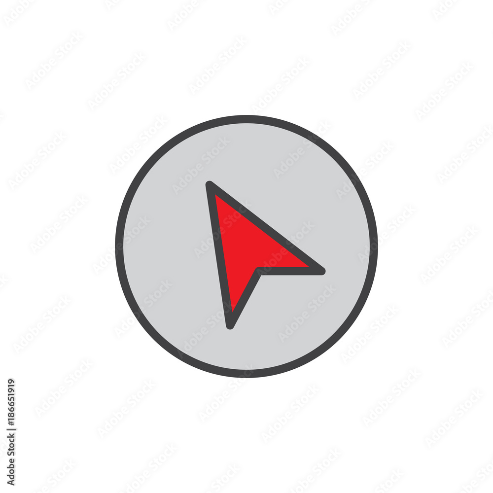 Navigation cursor filled outline icon, line vector sign, linear colorful pictogram isolated on white. Location pointer arrow symbol, logo illustration. Pixel perfect vector graphics Navigation cursor filled outline icon, line vector sign, linear colorful pictogram isolated on white. Location pointer arrow symbol, logo illustration. Pixel perfect vector graphics