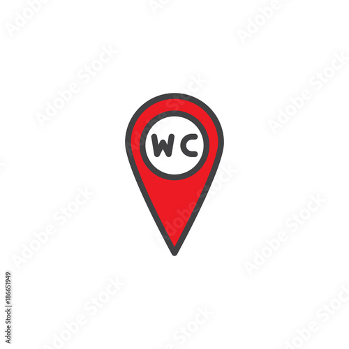 WC Toilet location filled outline icon, line vector sign, linear colorful pictogram isolated on white. Restroom or lavatory map pointer symbol, logo illustration. Pixel perfect vector graphics Free Download WC Toilet location filled outline icon, line vector sign, linear colorful pictogram isolated on white. Restroom or lavatory map pointer symbol, logo illustration. Pixel perfect vector graphics - GFXLoad