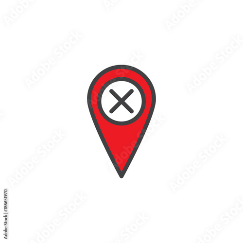 Remove location pin filled outline icon, line vector sign, linear colorful pictogram isolated on white. Point marker with x sign symbol, logo illustration. Pixel perfect vector graphics Free Download Remove location pin filled outline icon, line vector sign, linear colorful pictogram isolated on white. Point marker with x sign symbol, logo illustration. Pixel perfect vector graphics - GFXLoad