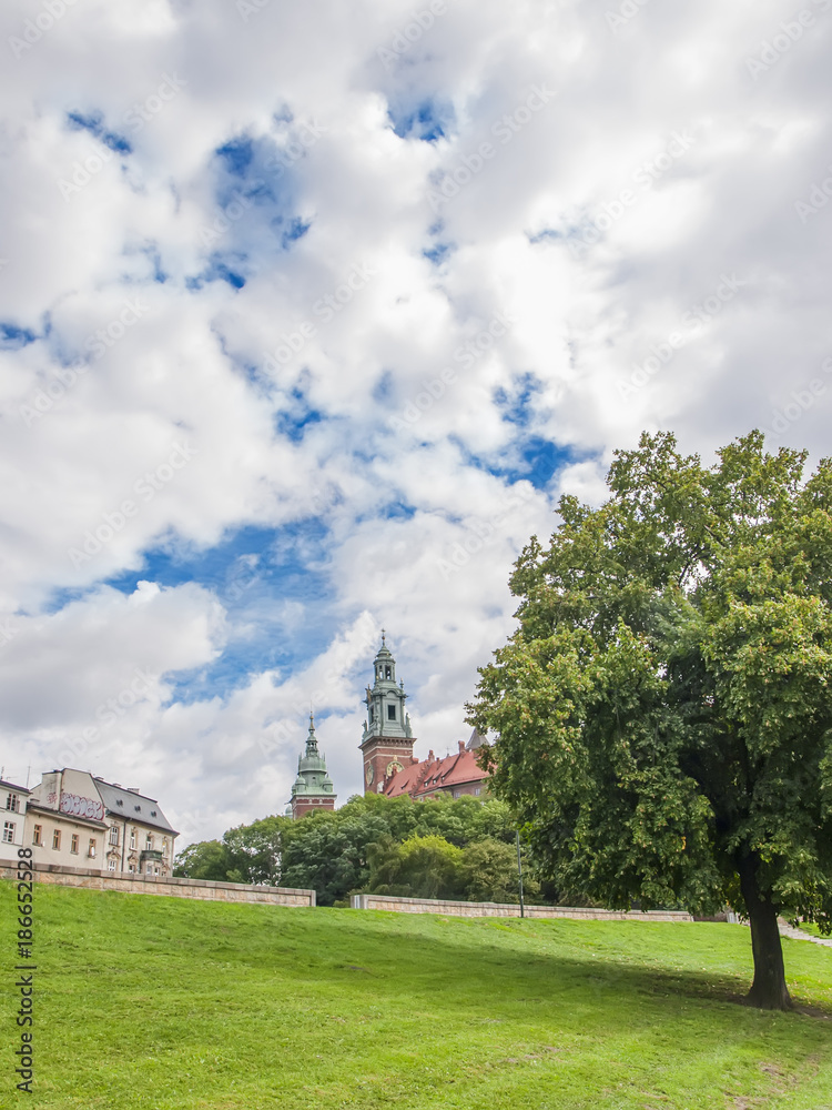 View of the Wawel Cathedral, Royal tombs from the outside. Krakow, Poland.