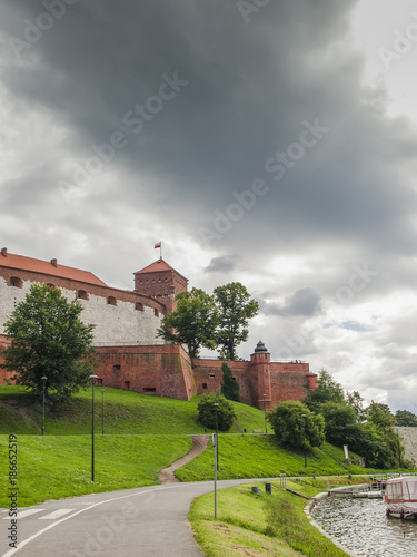 View of the walls of Wawel Castle from the outside.