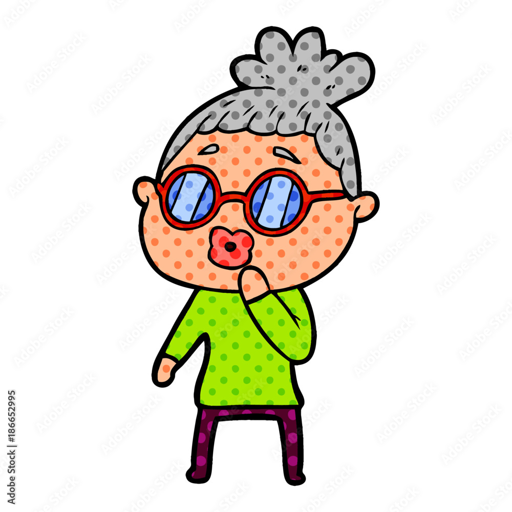 cartoon woman wearing spectacles