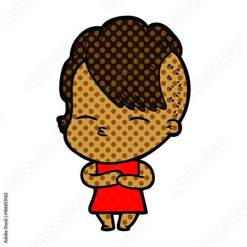 cartoon squinting girl