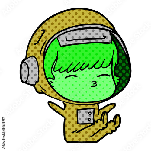 cartoon curious astronaut