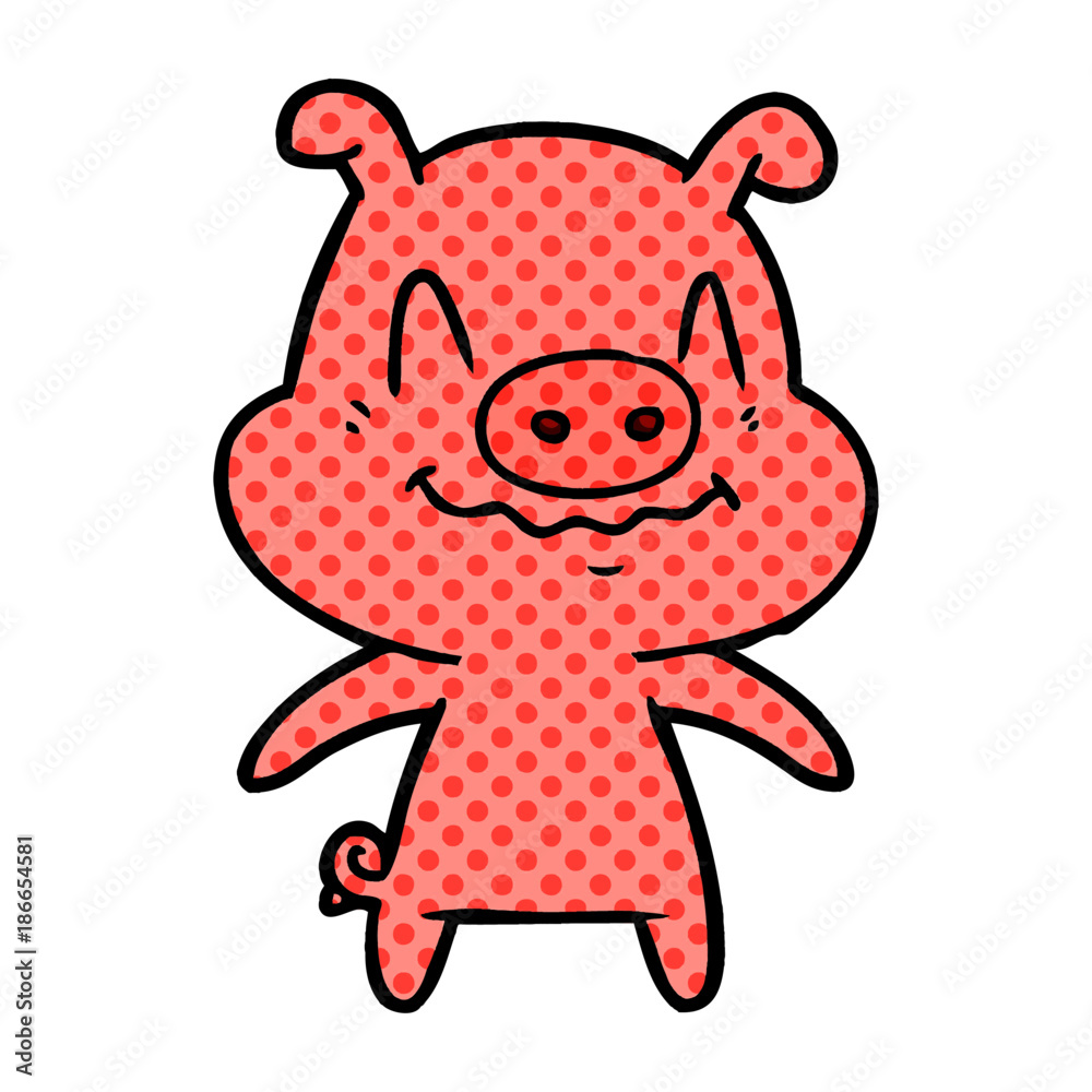 nervous cartoon pig