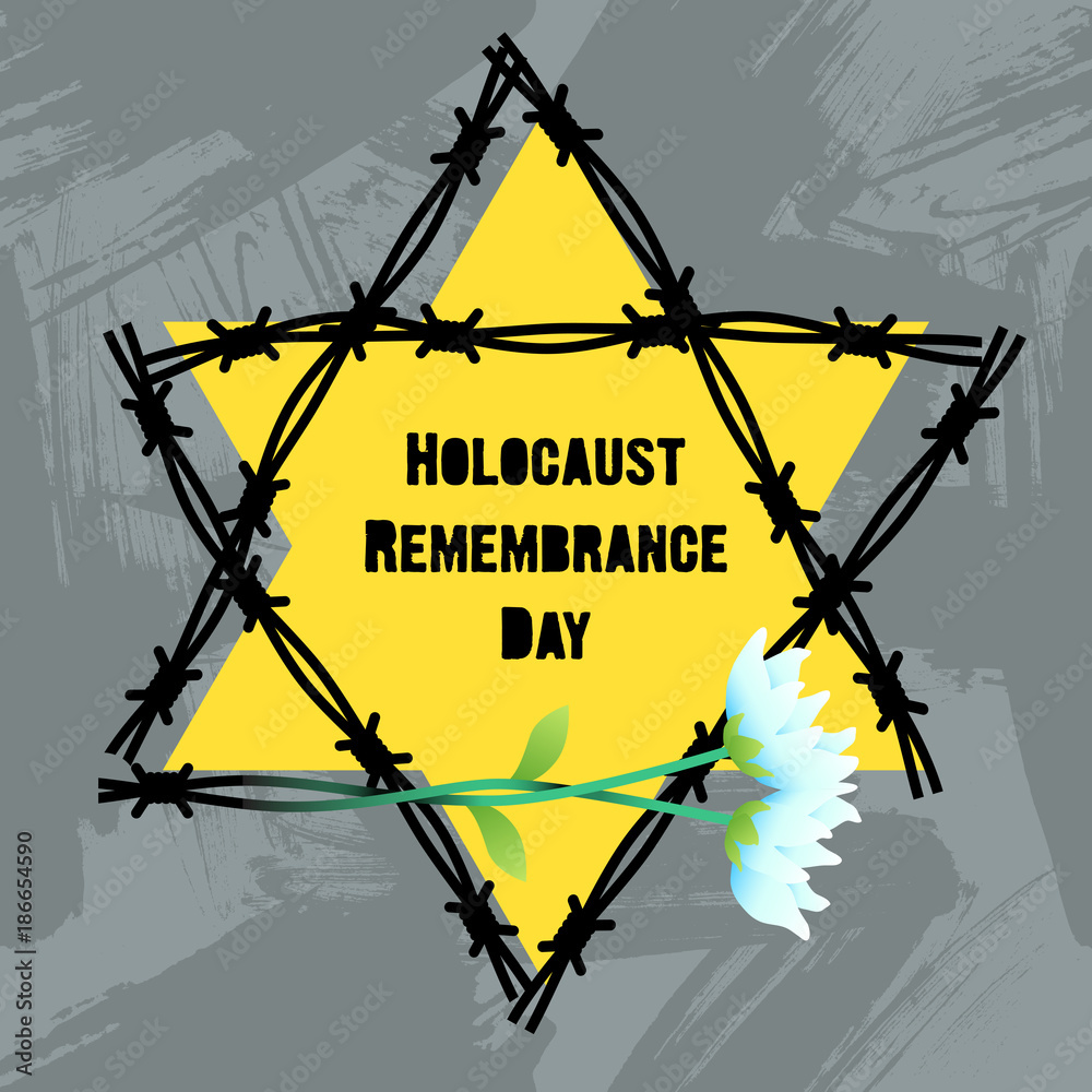 Vecteur Stock Holocaust Remembrance Day. Concentration Camps. Yellow