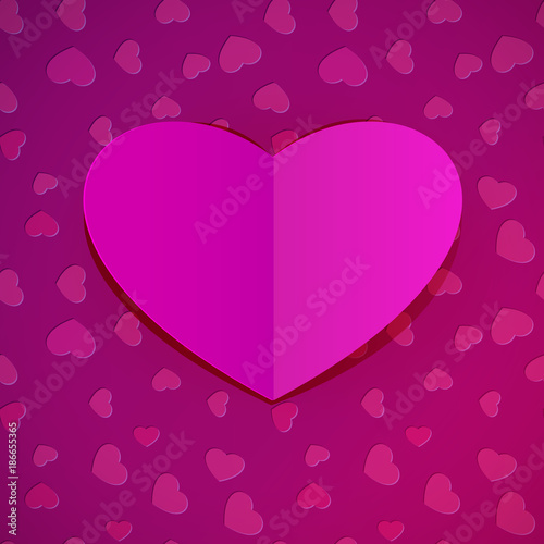 Congratulatory vivid heart shaped paper card. Festive background