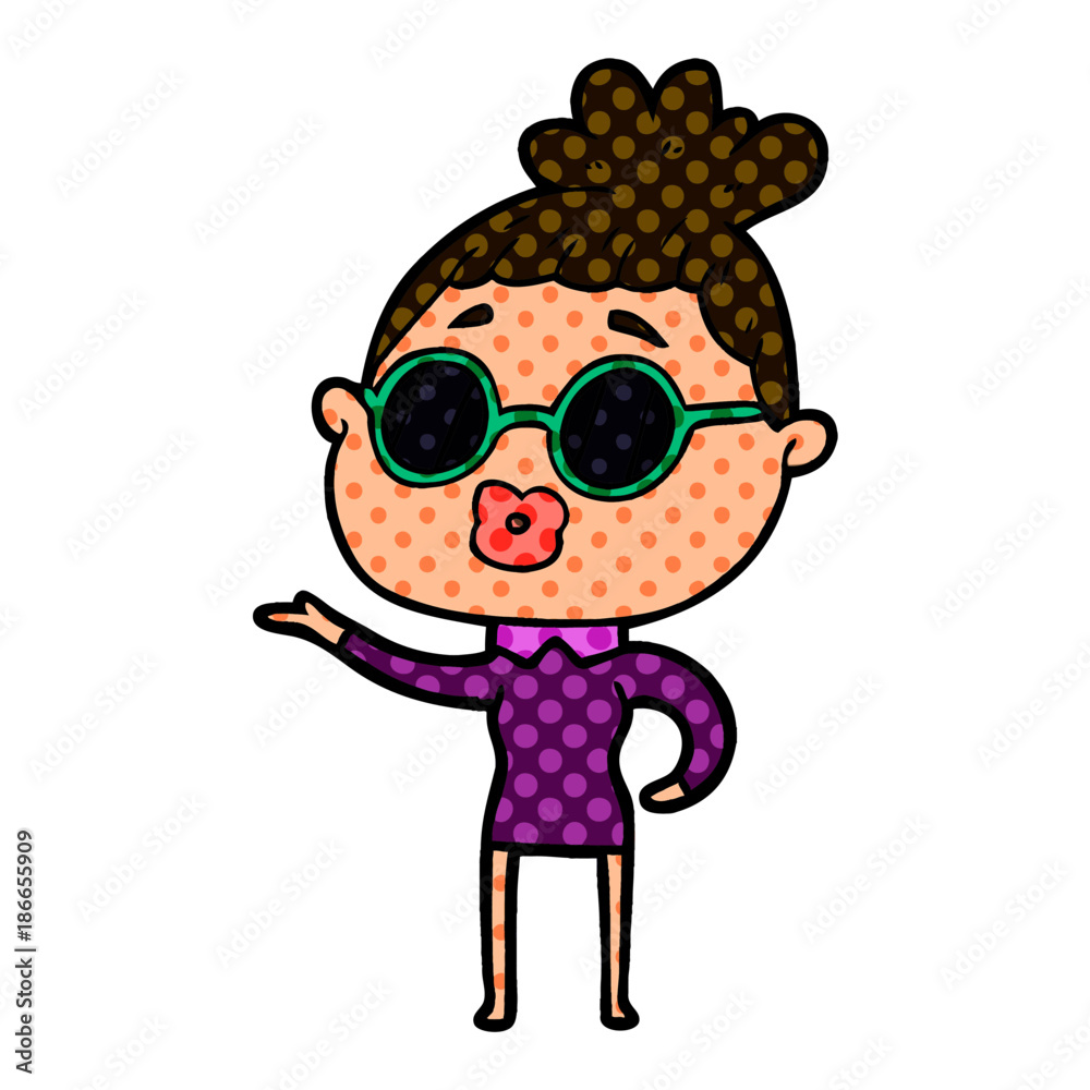 cartoon woman wearing sunglasses