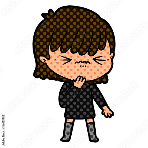 cartoon girl regretting a mistake