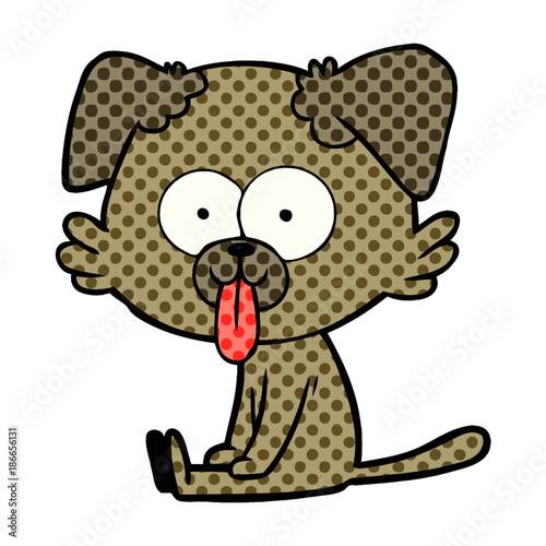 cartoon sitting dog with tongue sticking out