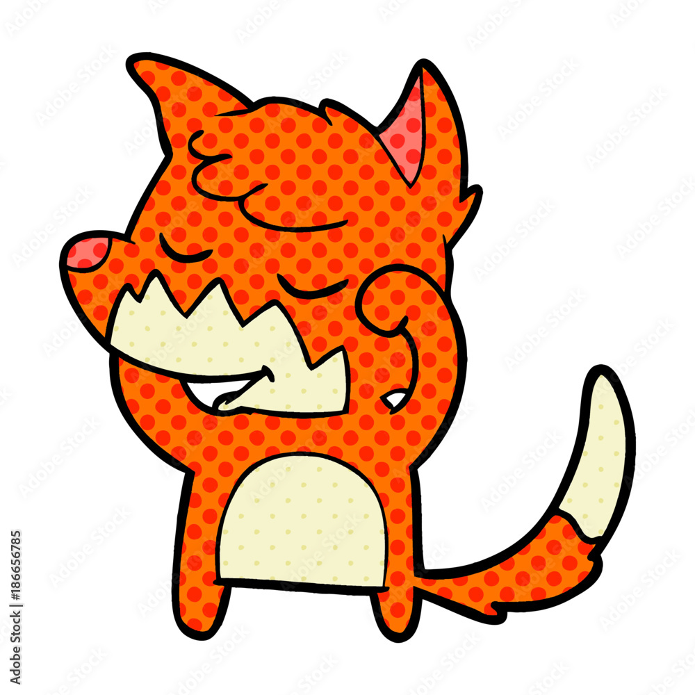 friendly cartoon fox waking up