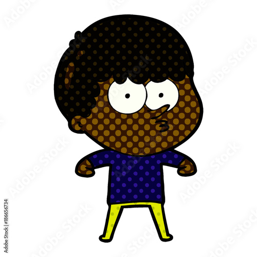 cartoon curious boy