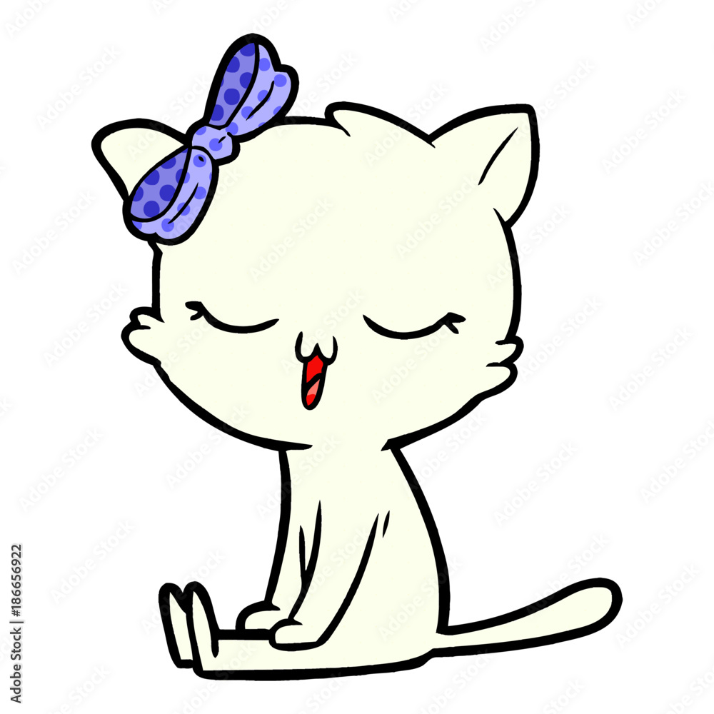 cartoon cat with bow on head