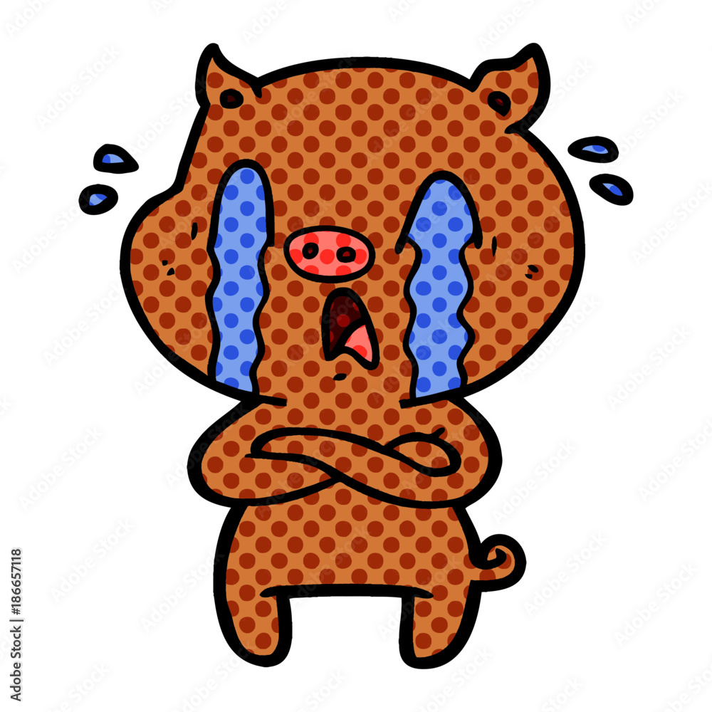 crying pig cartoon