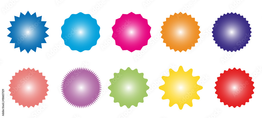 Set of icons badges starburst, sunburst, label, sticker. Set of icons badges starburst, sunburst, label, sticker.