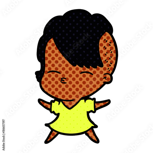 cartoon squinting girl