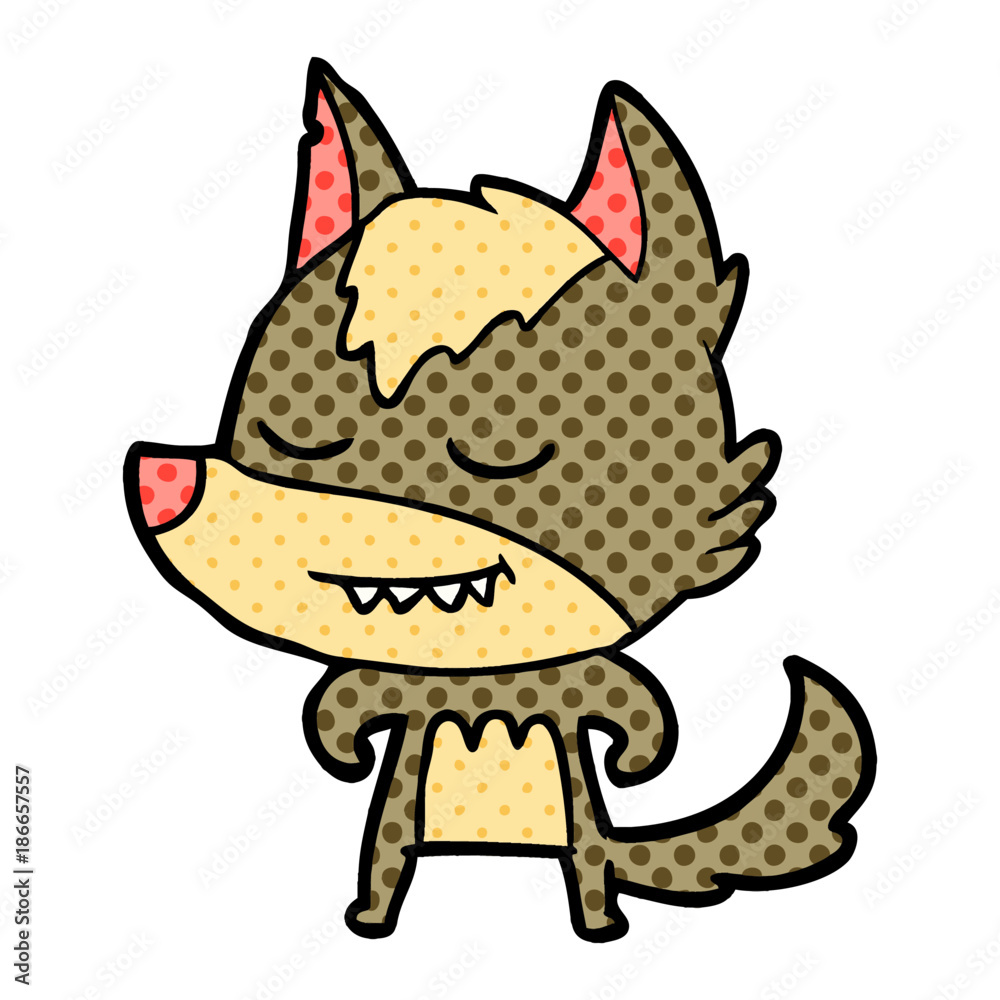 friendly cartoon wolf
