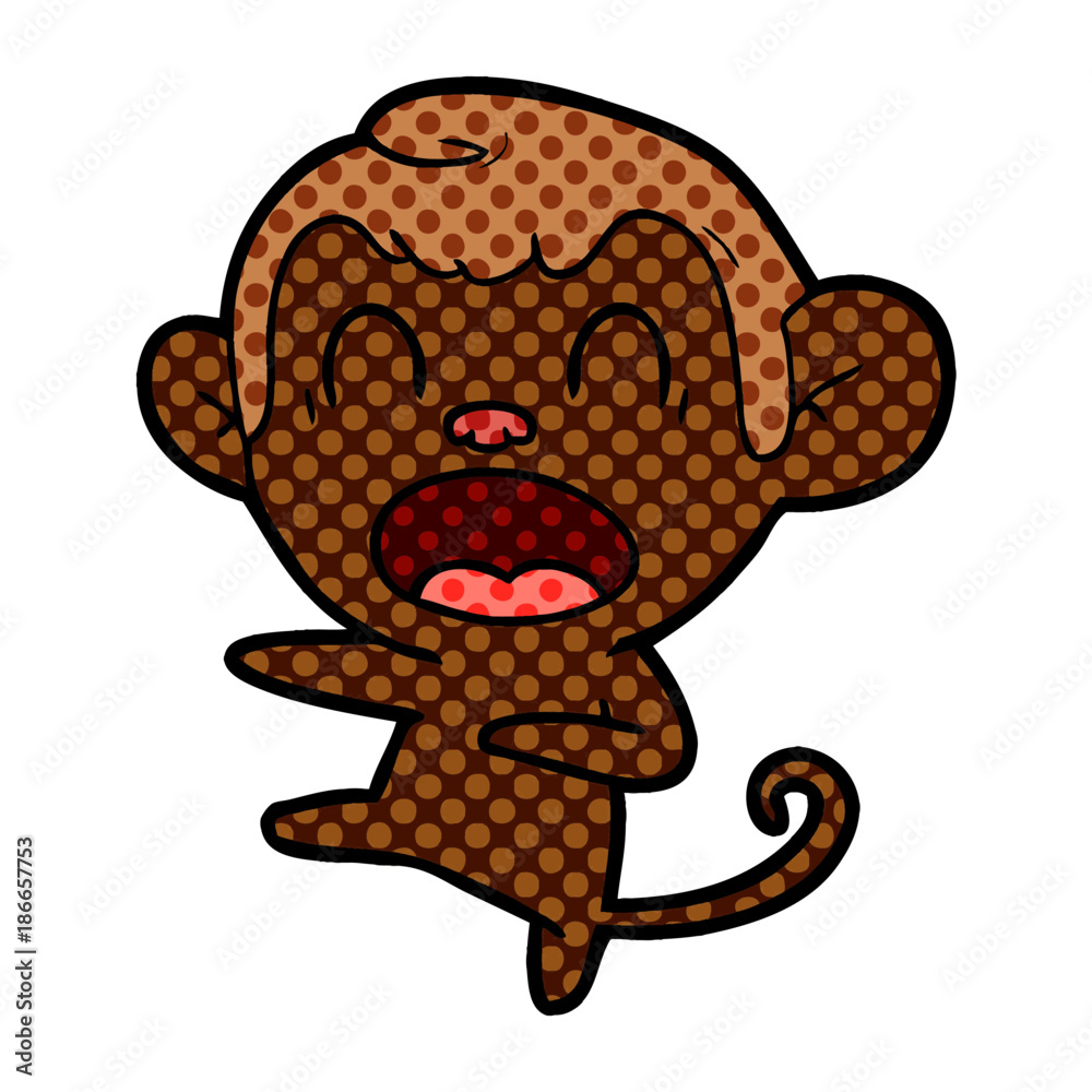 Obraz premium shouting cartoon monkey dancing