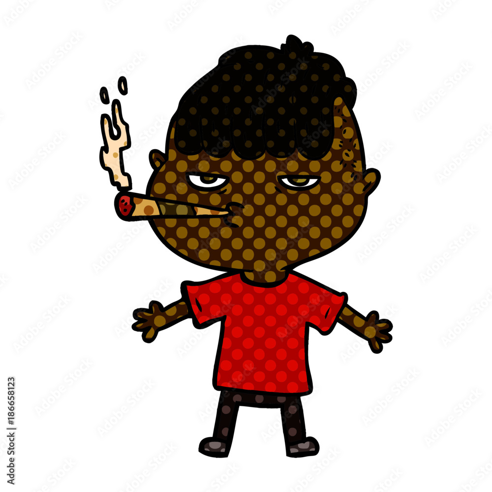 cartoon man smoking