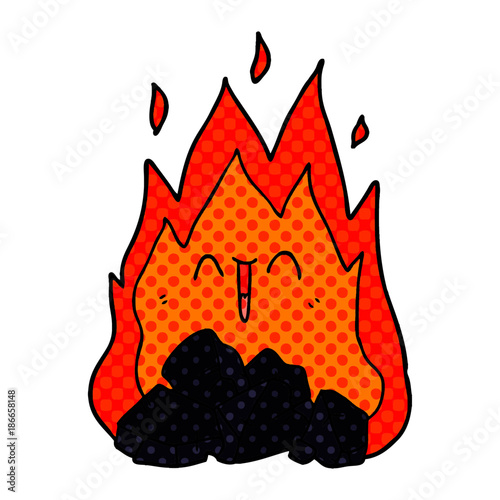 cartoon blazing coal fire