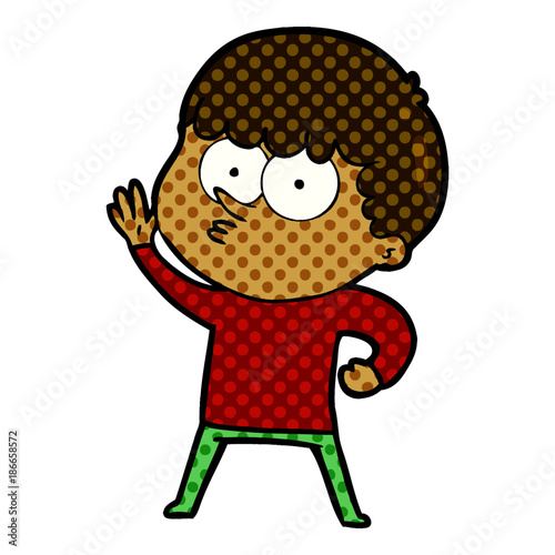 cartoon curious boy