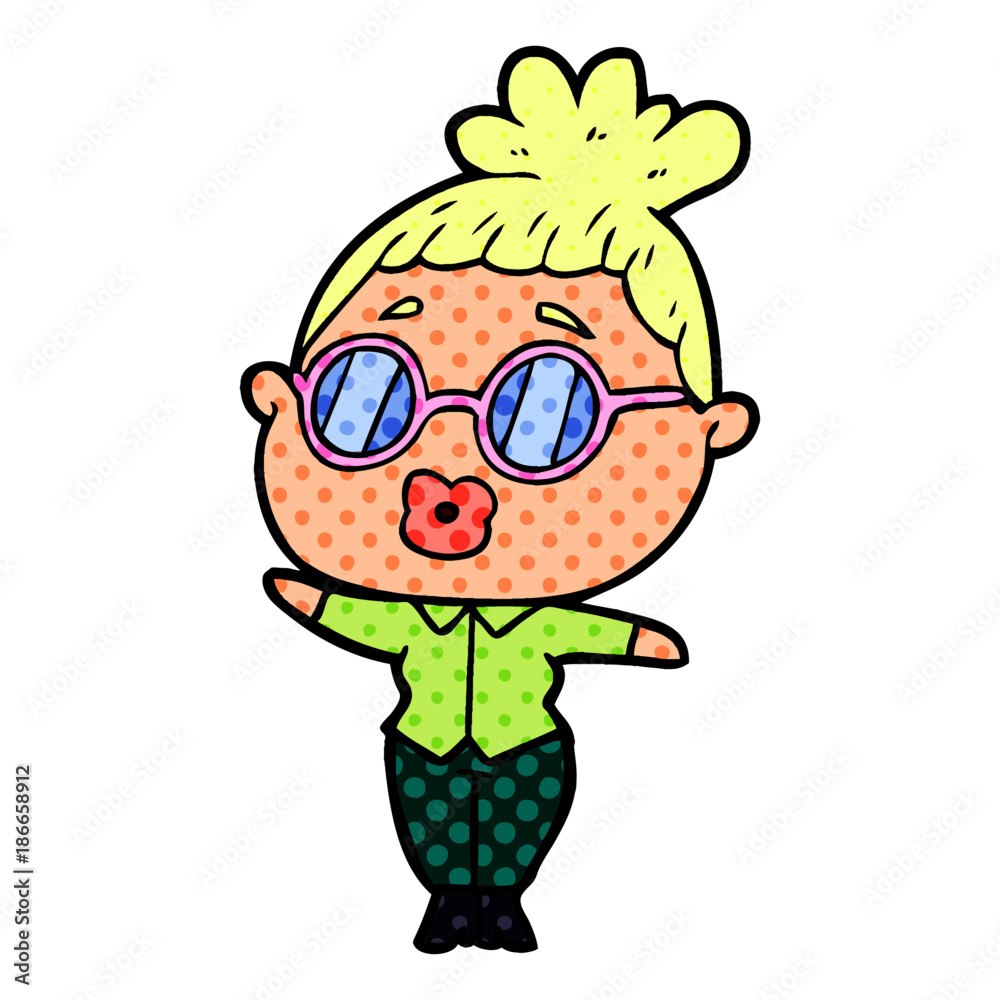 cartoon woman wearing spectacles