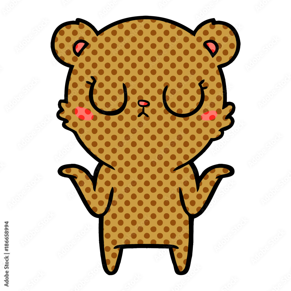 peaceful cartoon bear shrugging peaceful cartoon bear shrugging