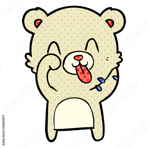 rude cartoon polar bear sticking out tongue