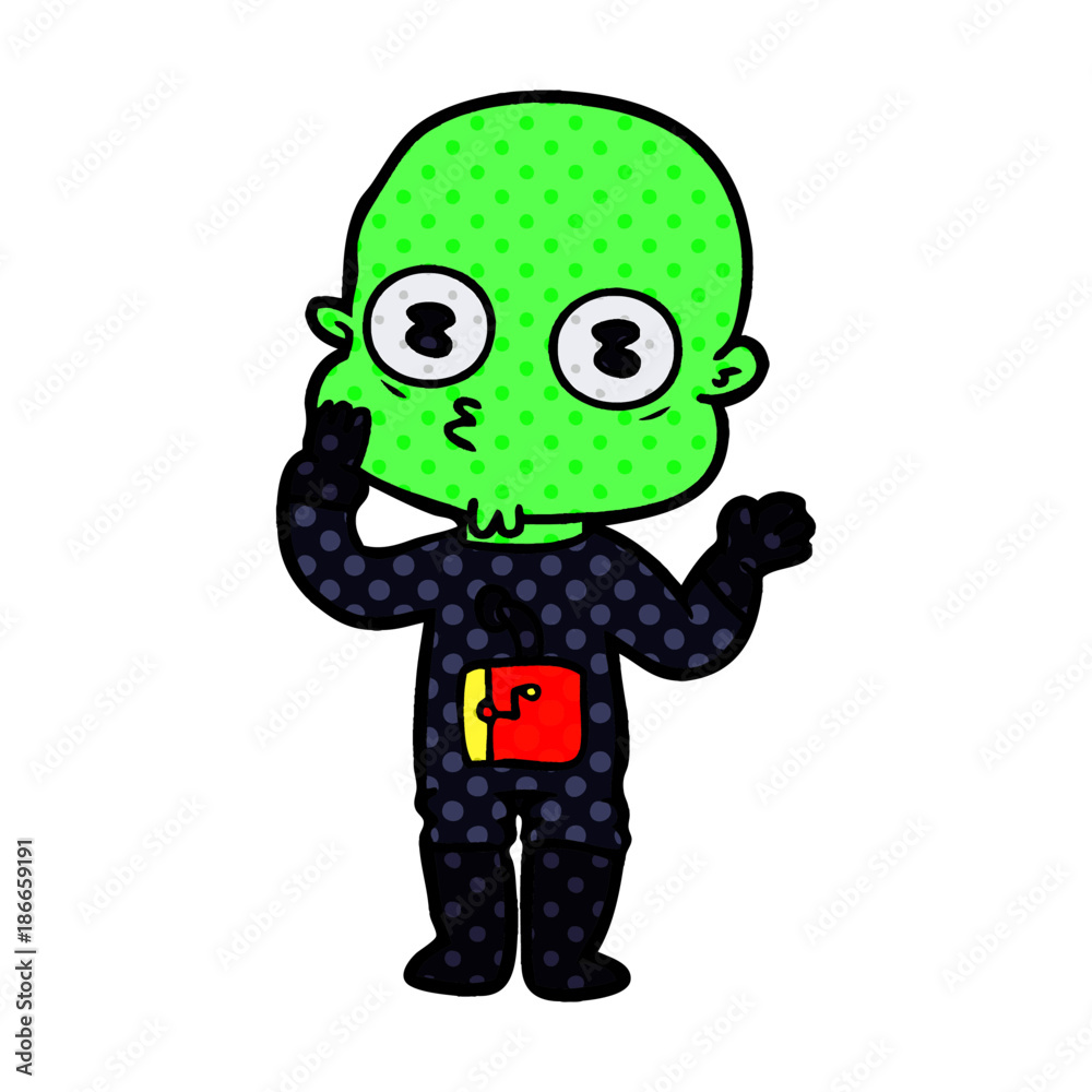 Obraz premium cartoon weird bald spaceman