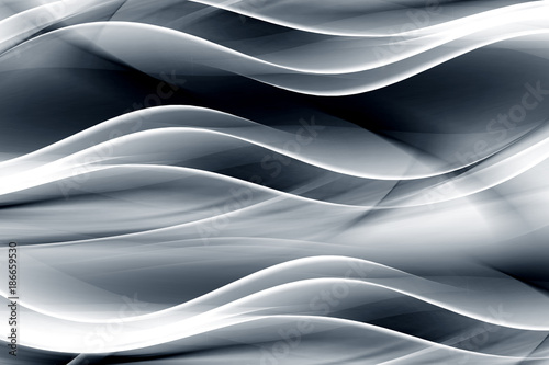 Abstract Black Gray White Irregular Flowing Waves Design Three-dimensional Backg Fototapet