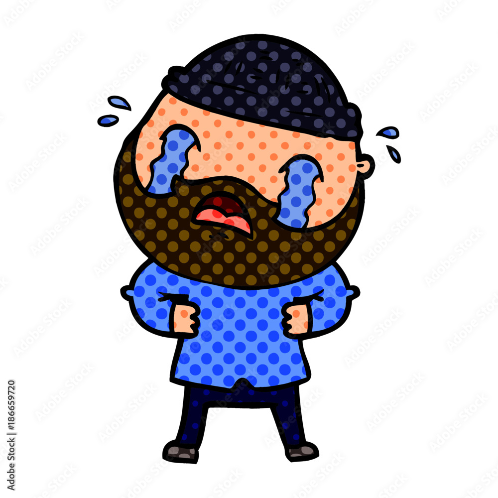 cartoon bearded man crying