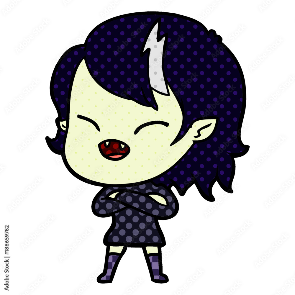cartoon laughing vampire girl with crossed arms cartoon laughing vampire girl with crossed arms
