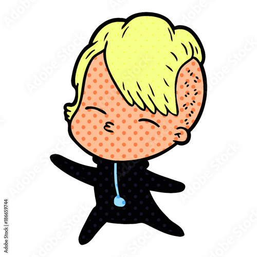 cartoon squinting girl