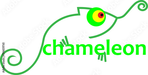 abstract green chameleon with the inscription lizard business logo