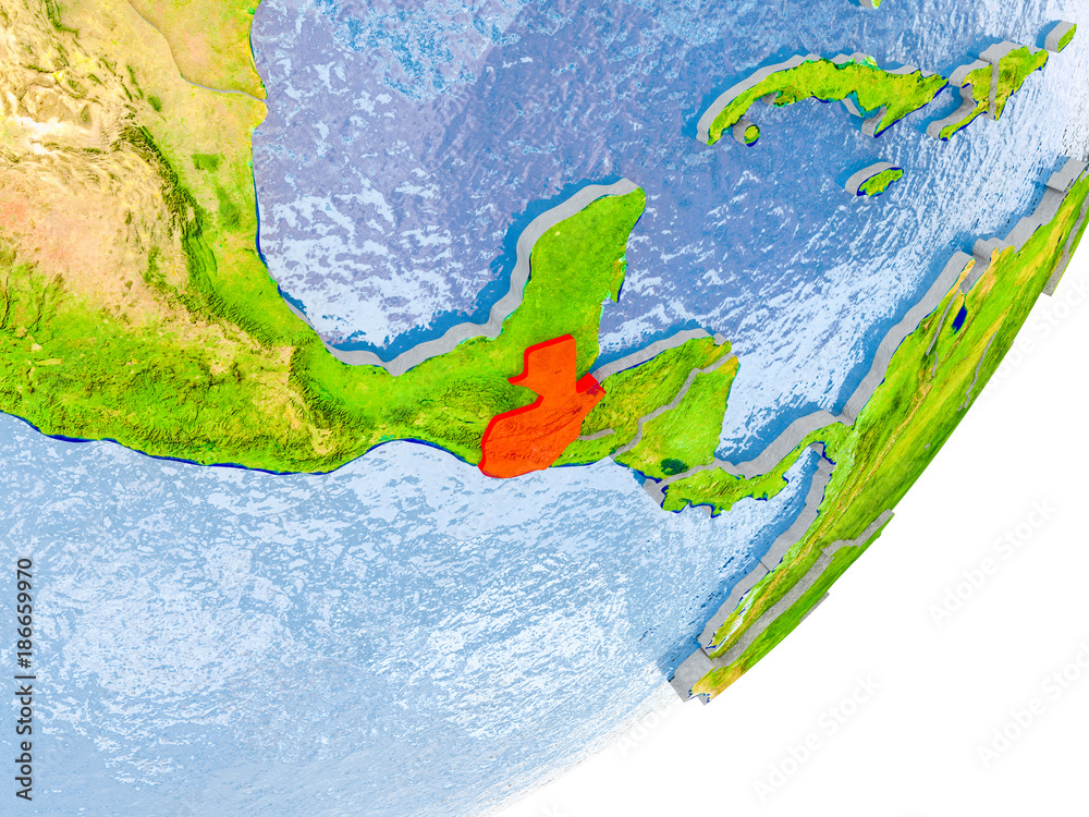 Map of Guatemala on Earth