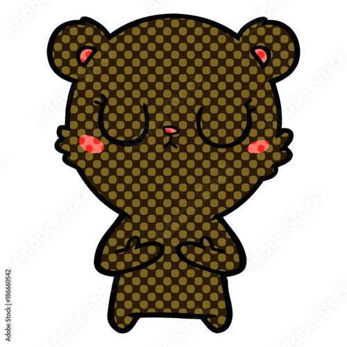 peaceful cartoon bear cub