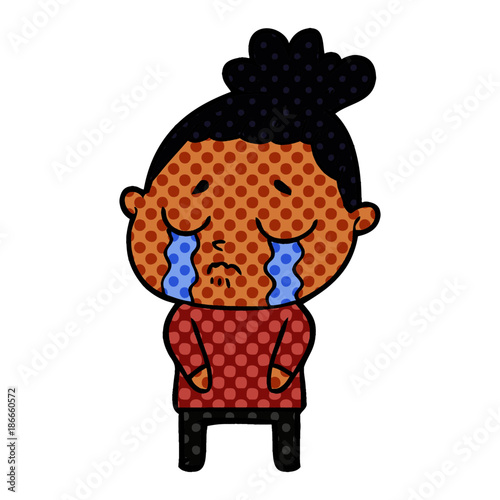 cartoon crying woman