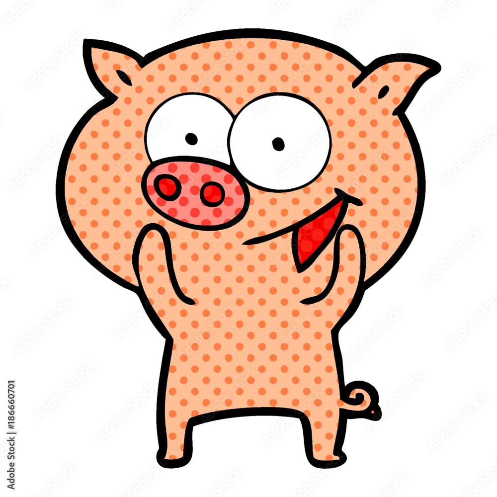 cheerful pig cartoon