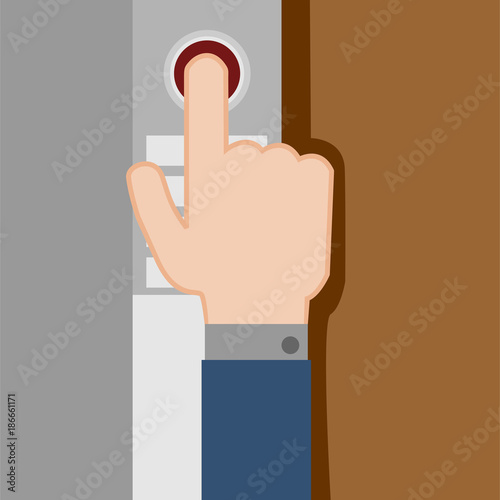 Pressing Button Hand Gesture Vector Illustration Graphic