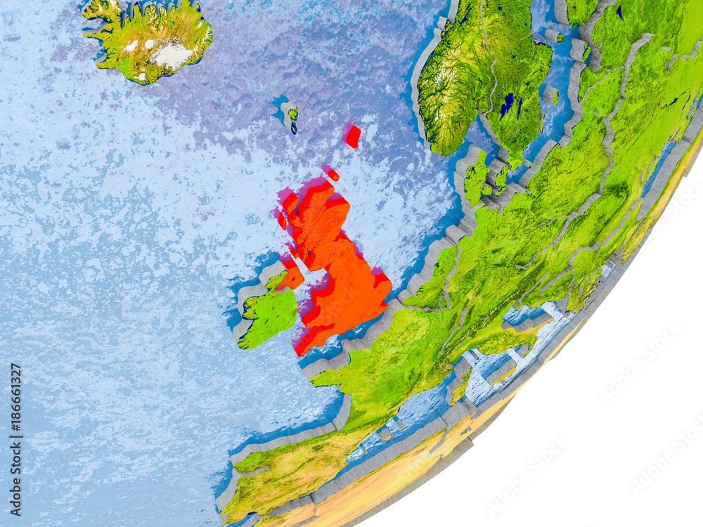 Map of United Kingdom on Earth