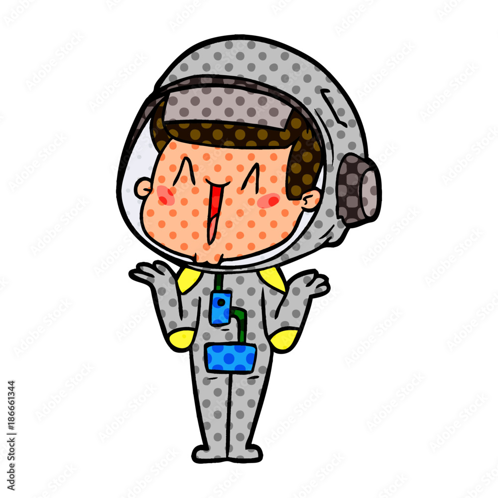 happy cartoon astronaut shrugging shoulders happy cartoon astronaut shrugging shoulders