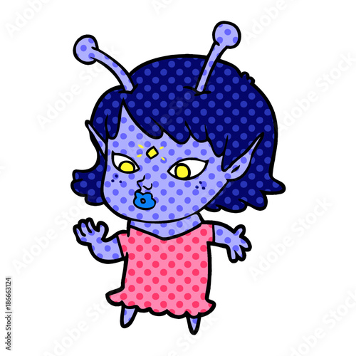 pretty cartoon alien girl