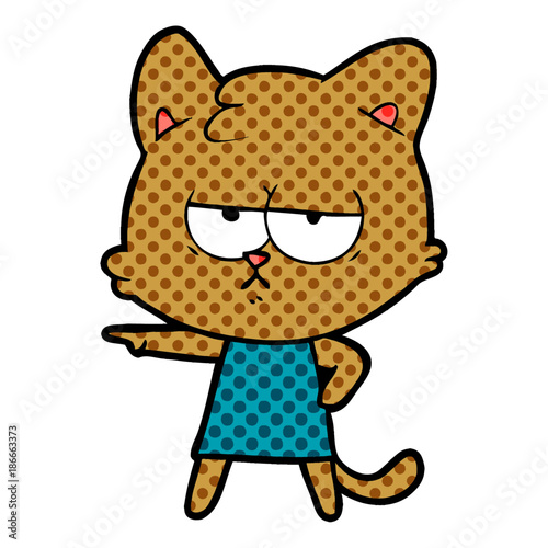 bored cartoon cat pointing